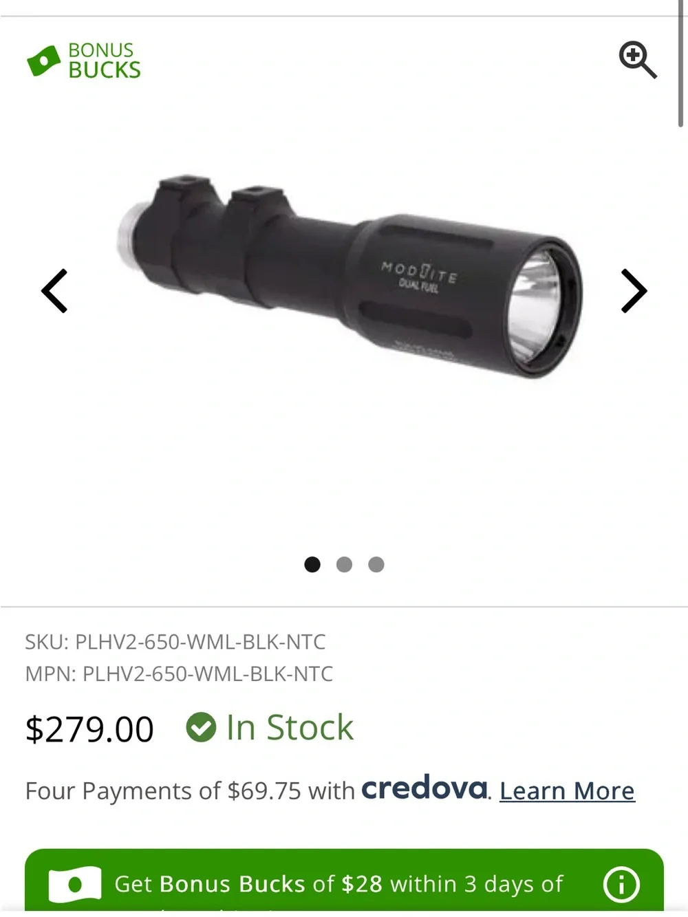 Like new ModLite PLHV2 Dual-Fuel with Unity button mount and button cable endcap